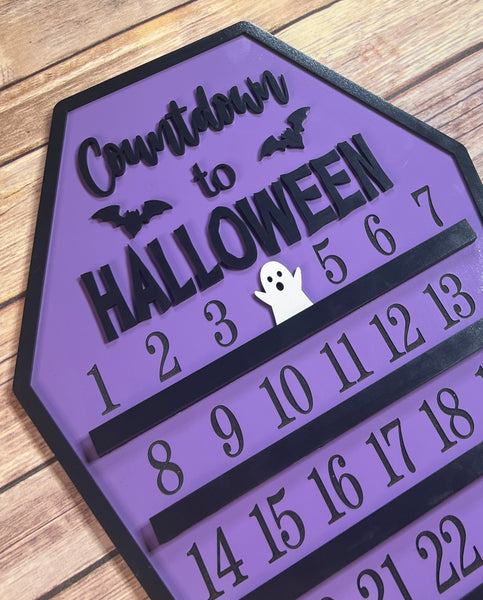 Wooden Countdown to Halloween Sign