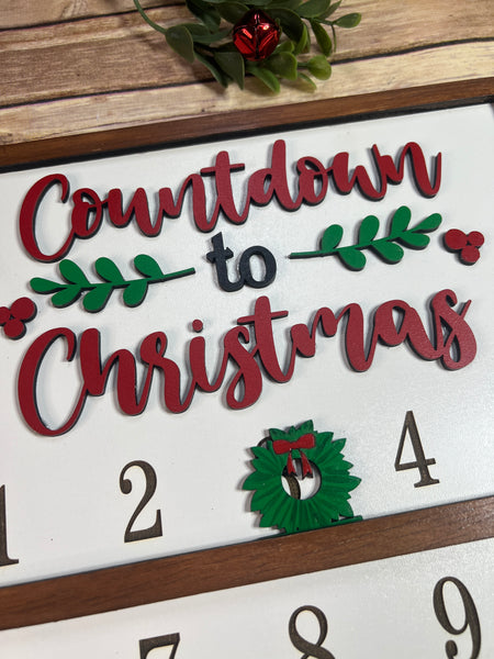 Wooden Countdown to Christmas Sign