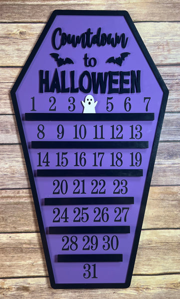 Wooden Countdown to Halloween Sign