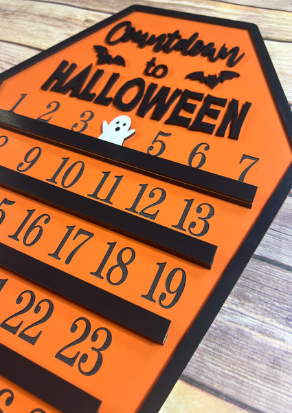 Wooden Countdown to Halloween Sign