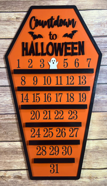Wooden Countdown to Halloween Sign