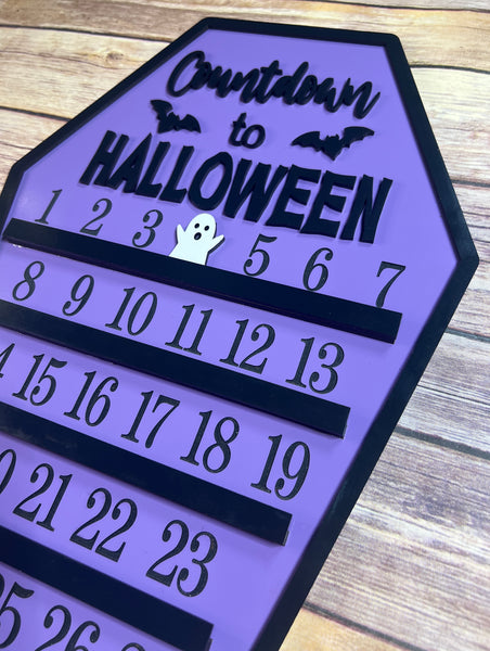 Wooden Countdown to Halloween Sign