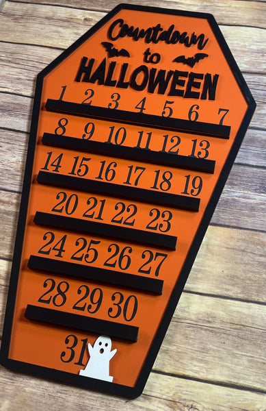Wooden Countdown to Halloween Sign