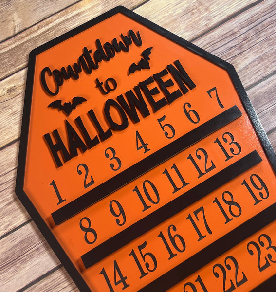 Wooden Countdown to Halloween Sign