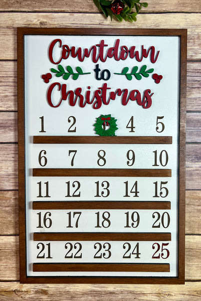 Wooden Countdown to Christmas Sign