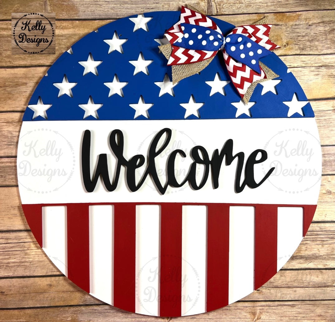 Patriotic Welcome Door Hanger