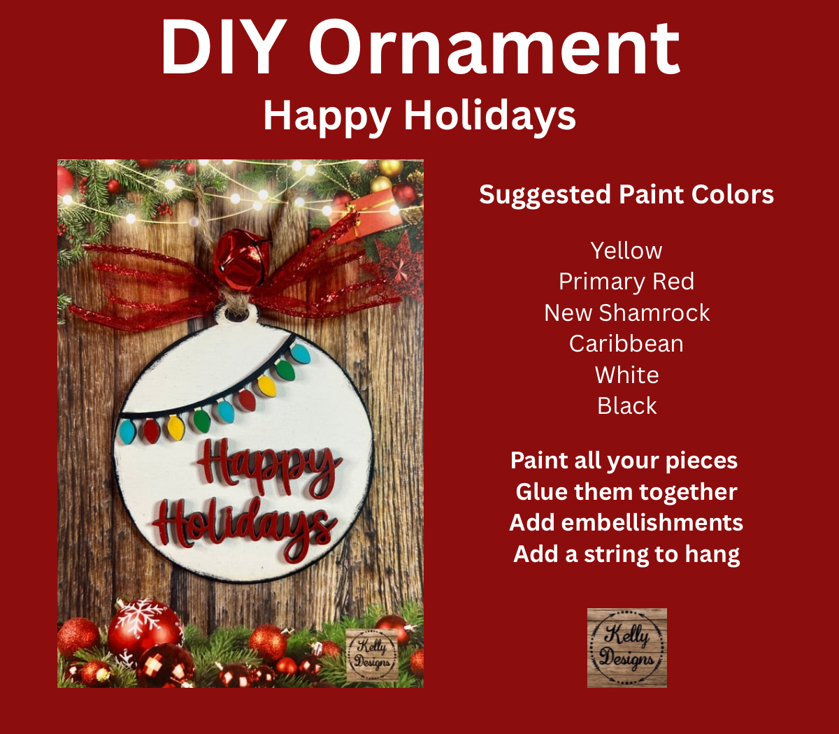 Happy Holidays Christmas Ornament DIY Kit