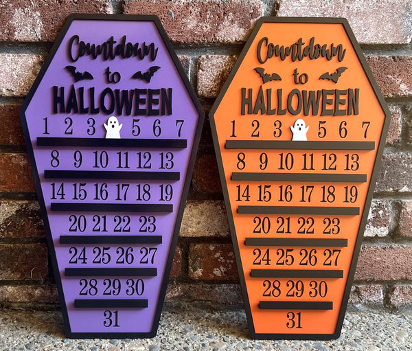 Wooden Countdown to Halloween Sign