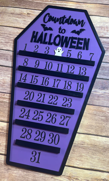 Wooden Countdown to Halloween Sign
