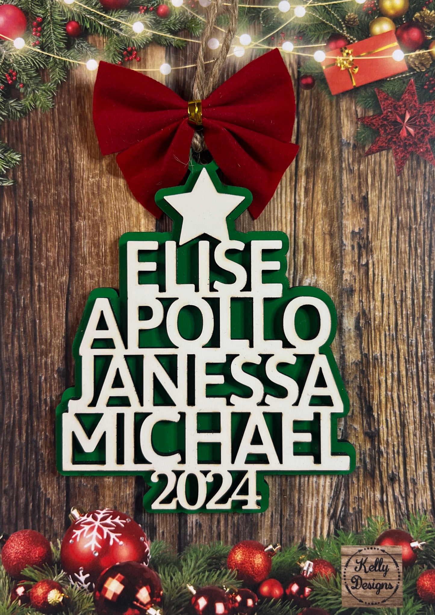 Personalized Christmas Tree Name Ornament - See Description for Personalization Instructions
