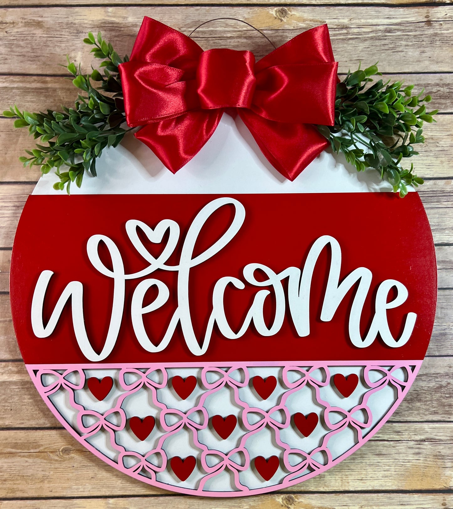 Welcome Valentine with Bows Door Hanger