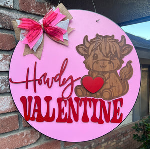 Howdy Valentine Round Door Hanger
