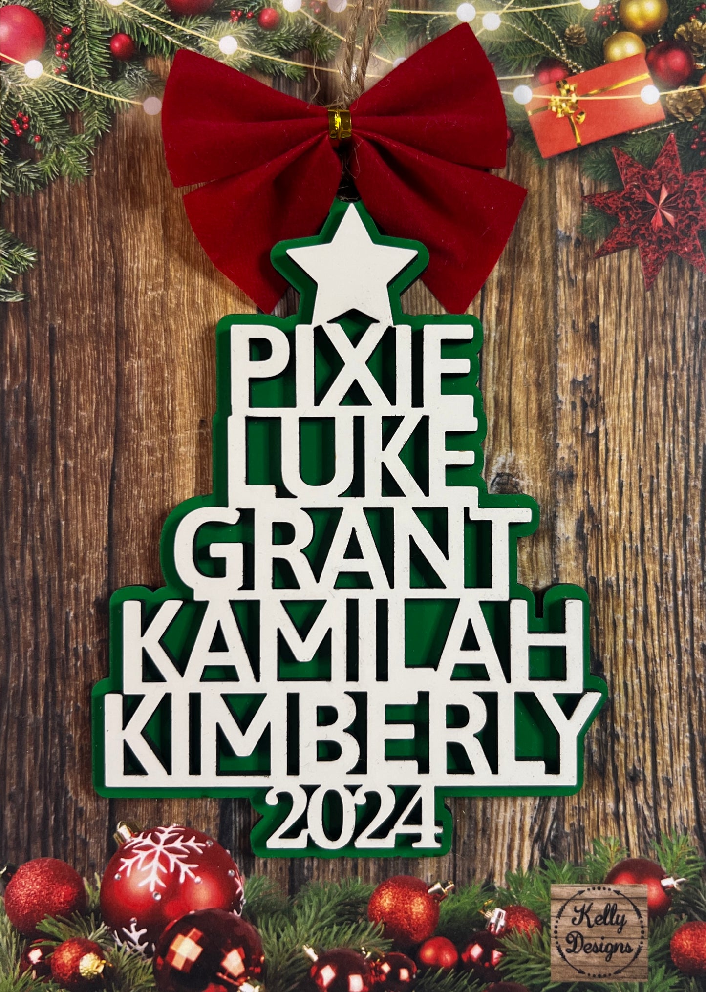 Personalized Christmas Tree Name Ornament - See Description for Personalization Instructions