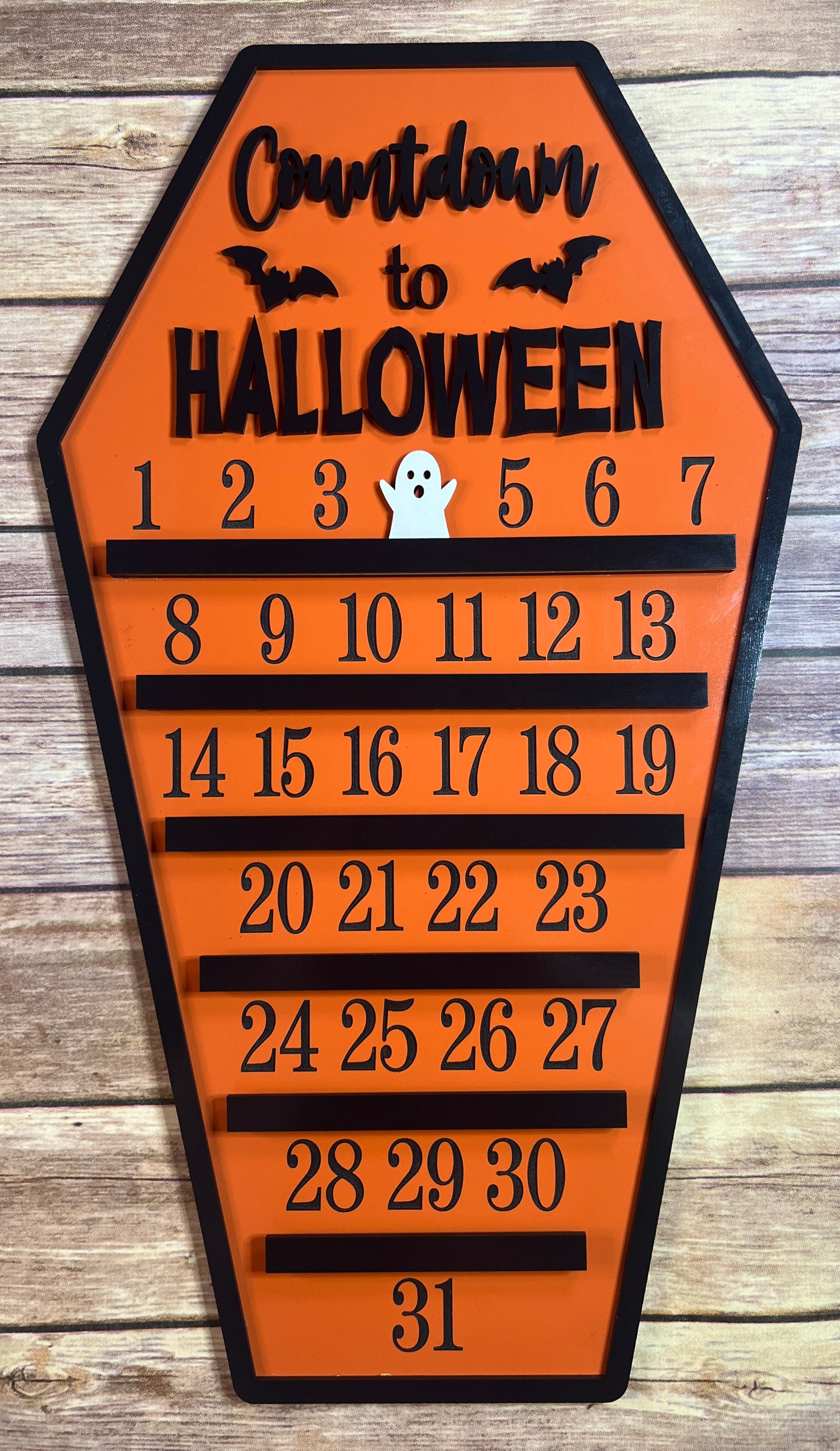 Wooden Countdown to Halloween Sign