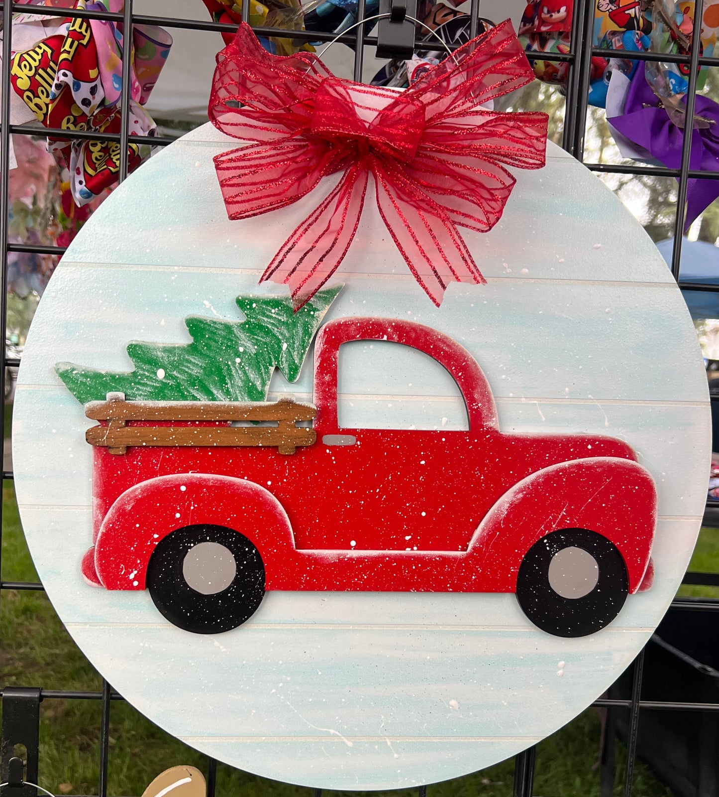 Red Truck With Tree Door Hanger