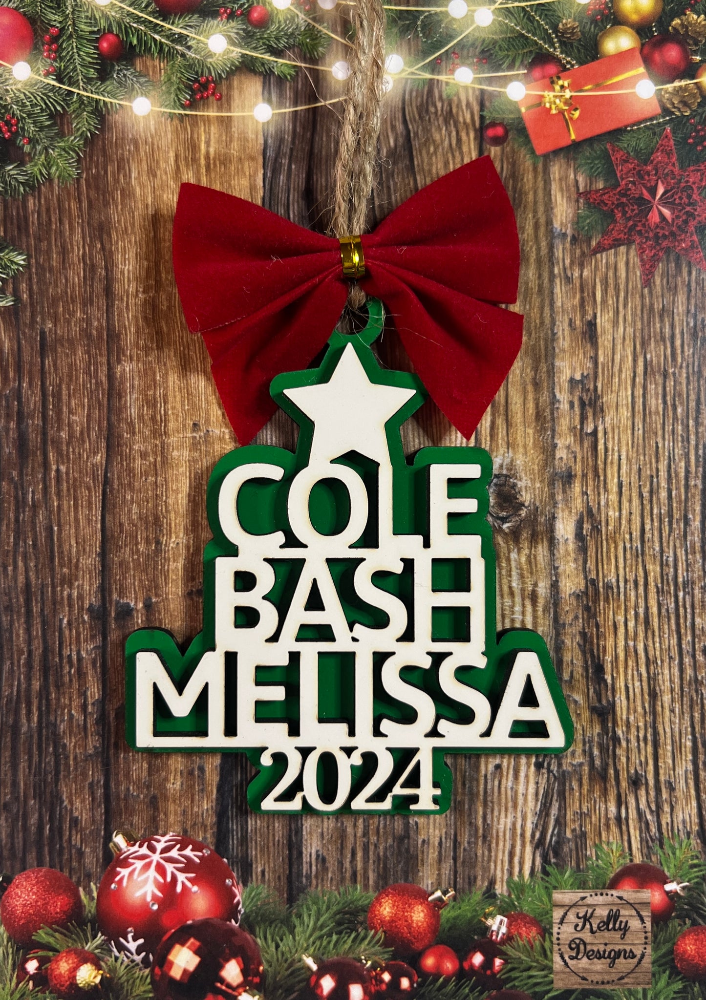 Personalized Christmas Tree Name Ornament - See Description for Personalization Instructions