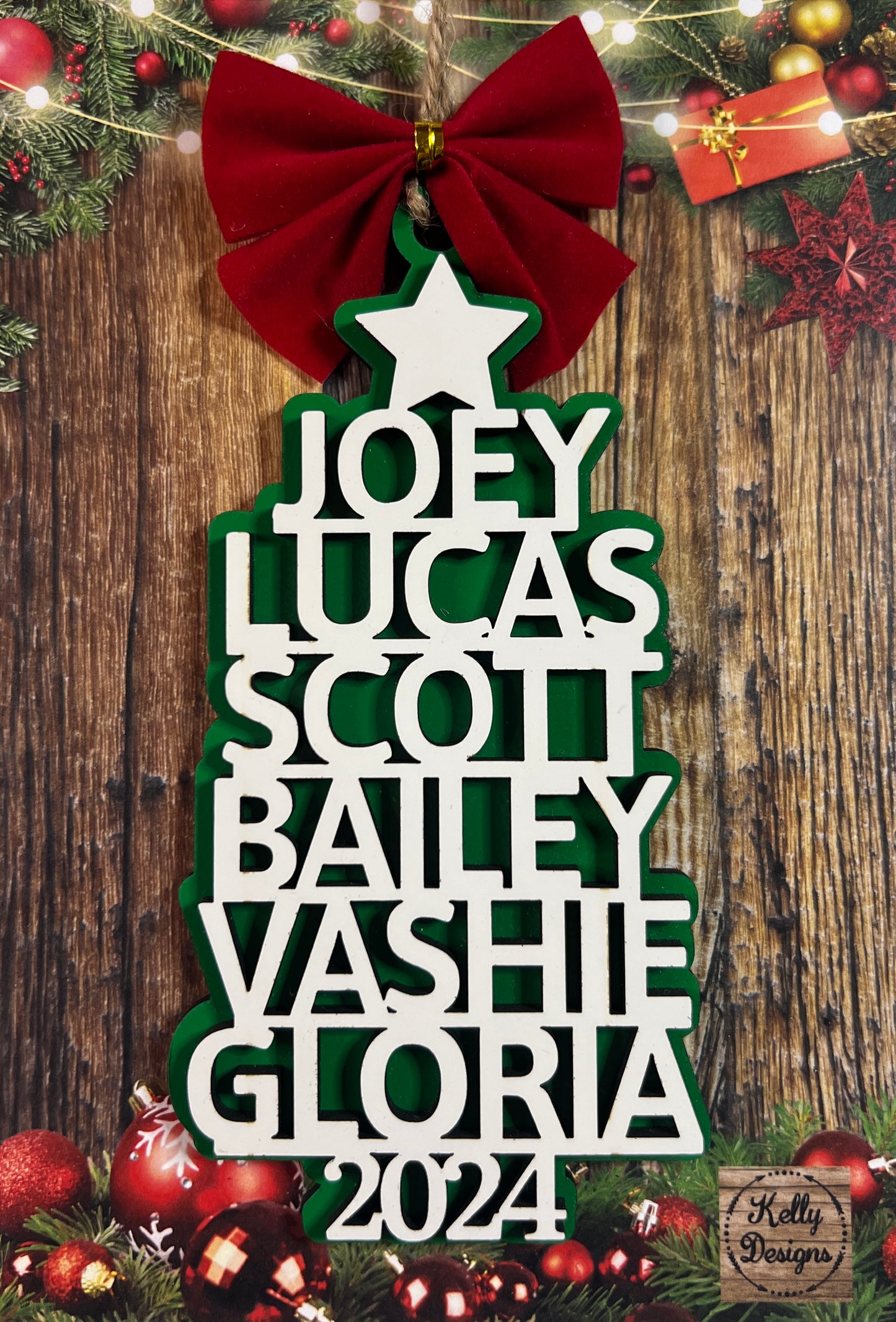 Personalized Christmas Tree Name Ornament - See Description for Personalization Instructions