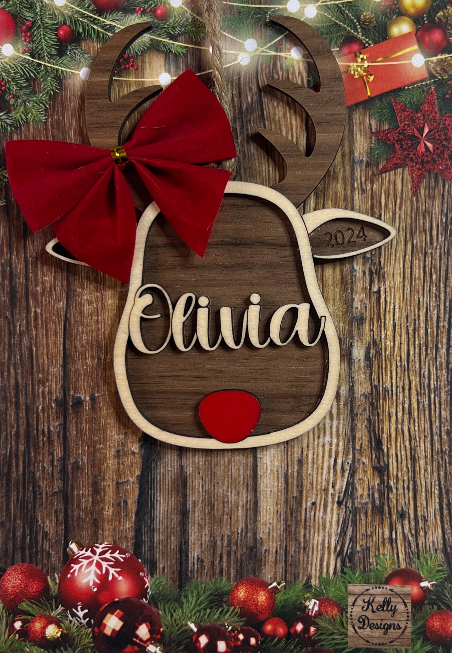 Personalized Reindeer Christmas Ornament