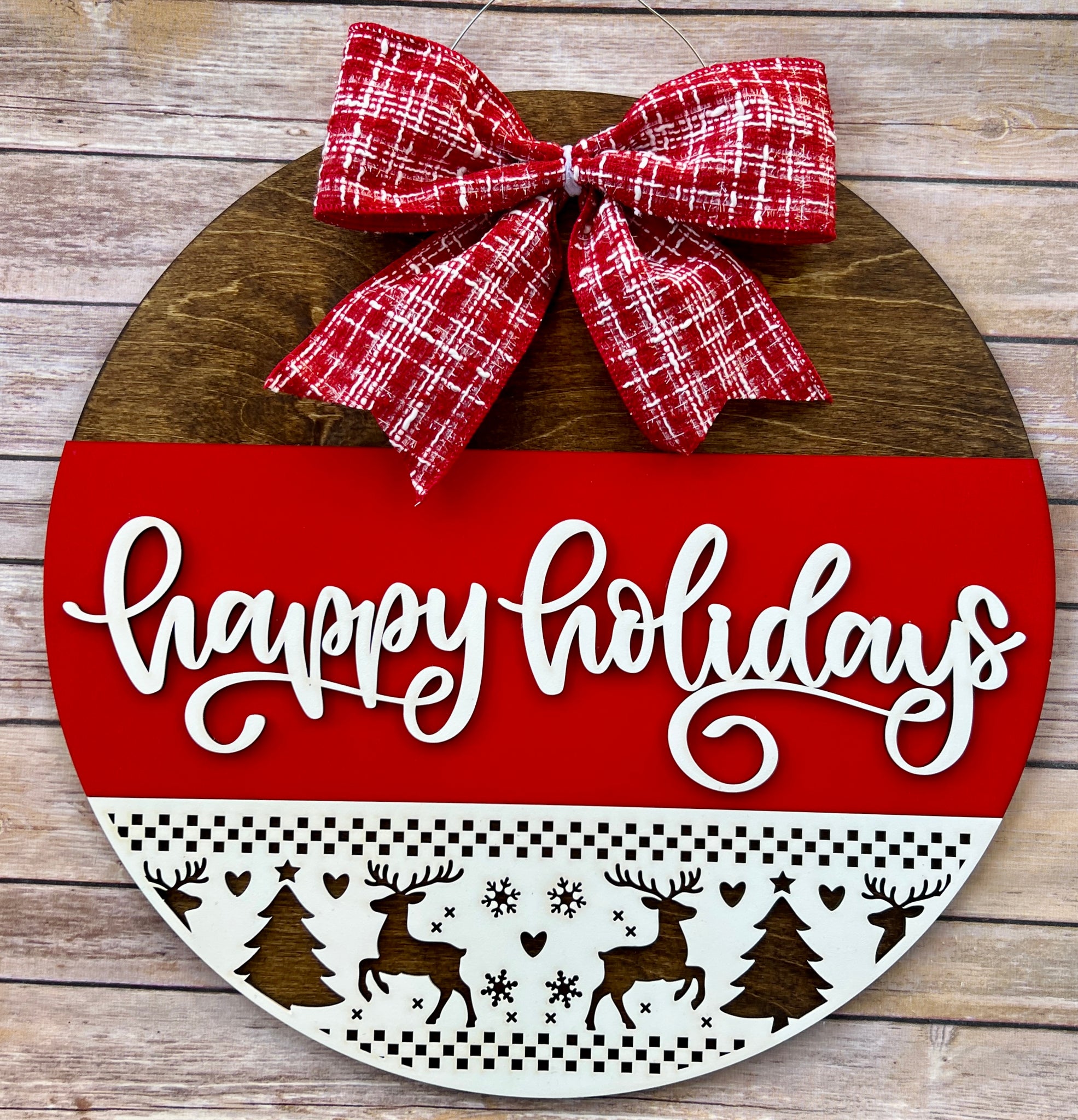 Happy Holidays Stained Door Hanger