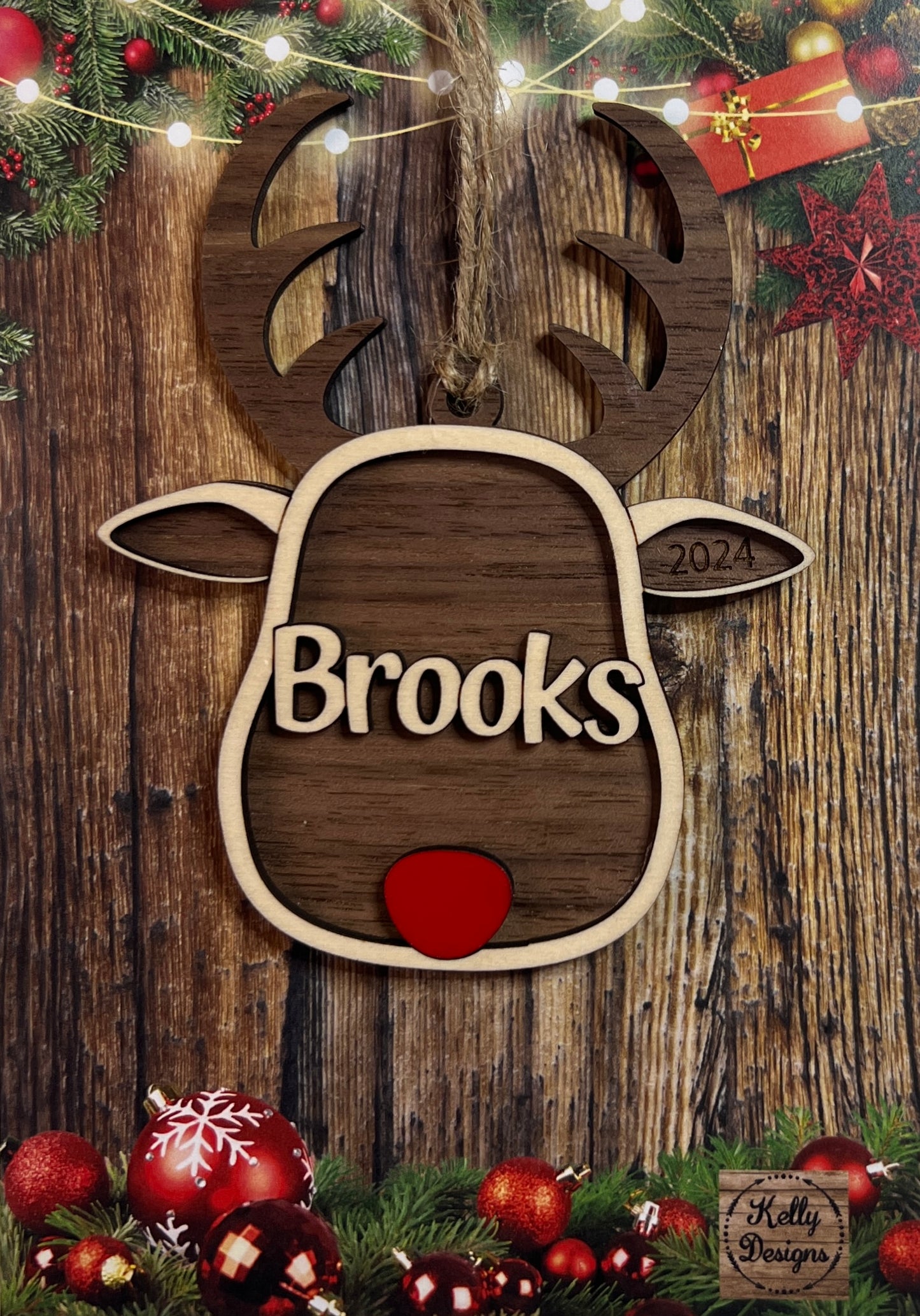 Personalized Reindeer Christmas Ornament