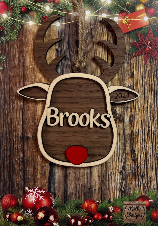 Personalized Reindeer Christmas Ornament