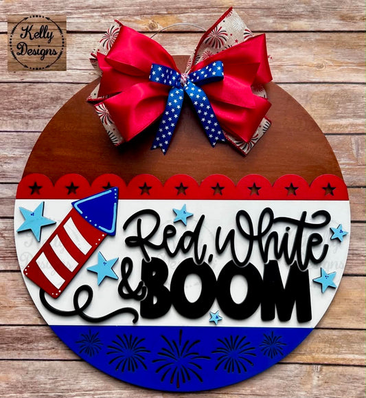Red, White, & Boom Door Hanger