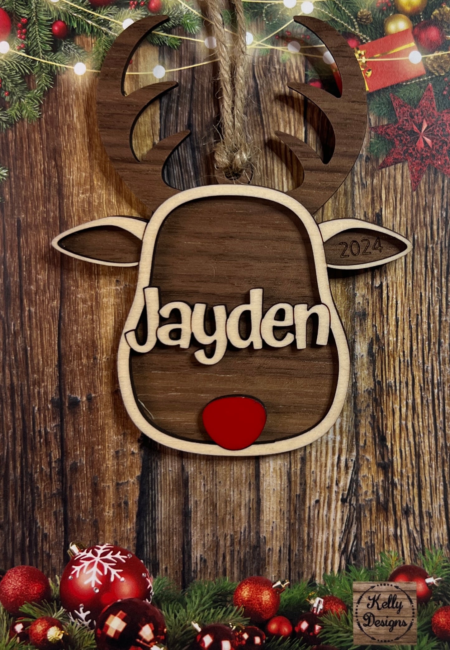 Personalized Reindeer Christmas Ornament