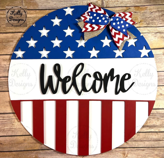 Patriotic Welcome Door Hanger