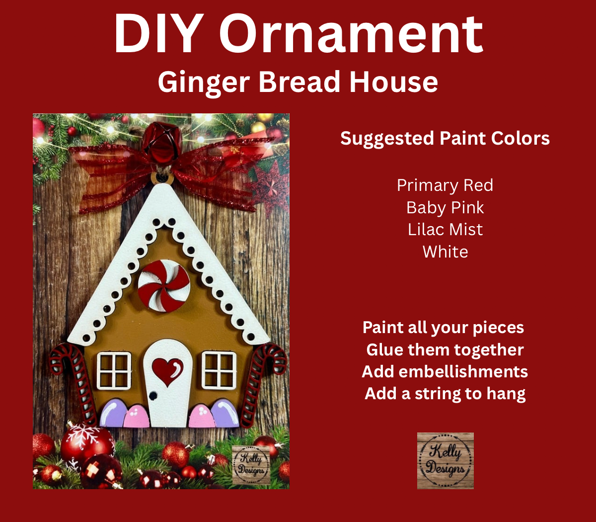 Gingerbread House Christmas Ornament DIY Kit