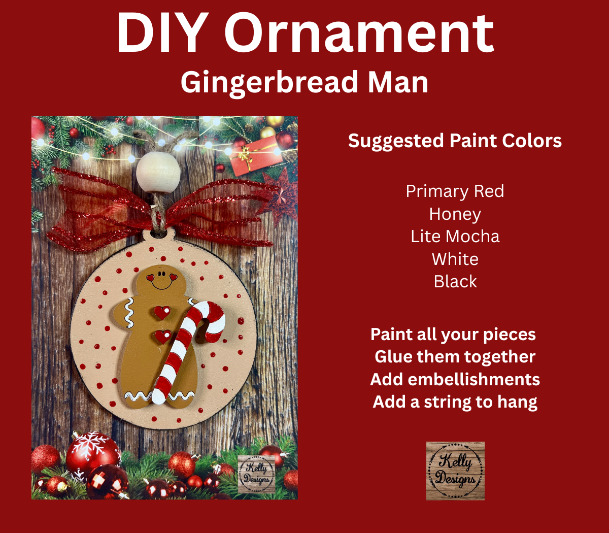 Gingerbread Man Christmas Ornament DIY Kit