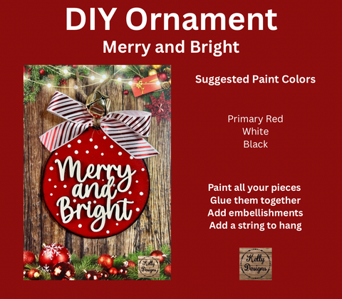 Merry and Bright Christmas Ornament DIY Kit