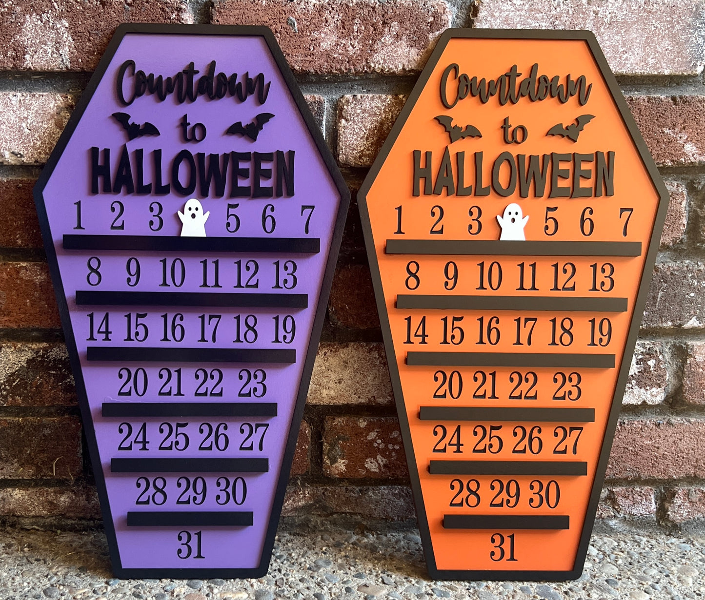 Wooden Countdown to Halloween Sign