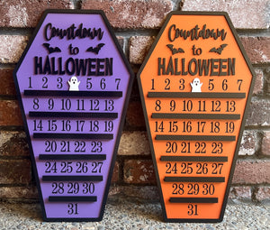 Wooden Countdown to Halloween Sign