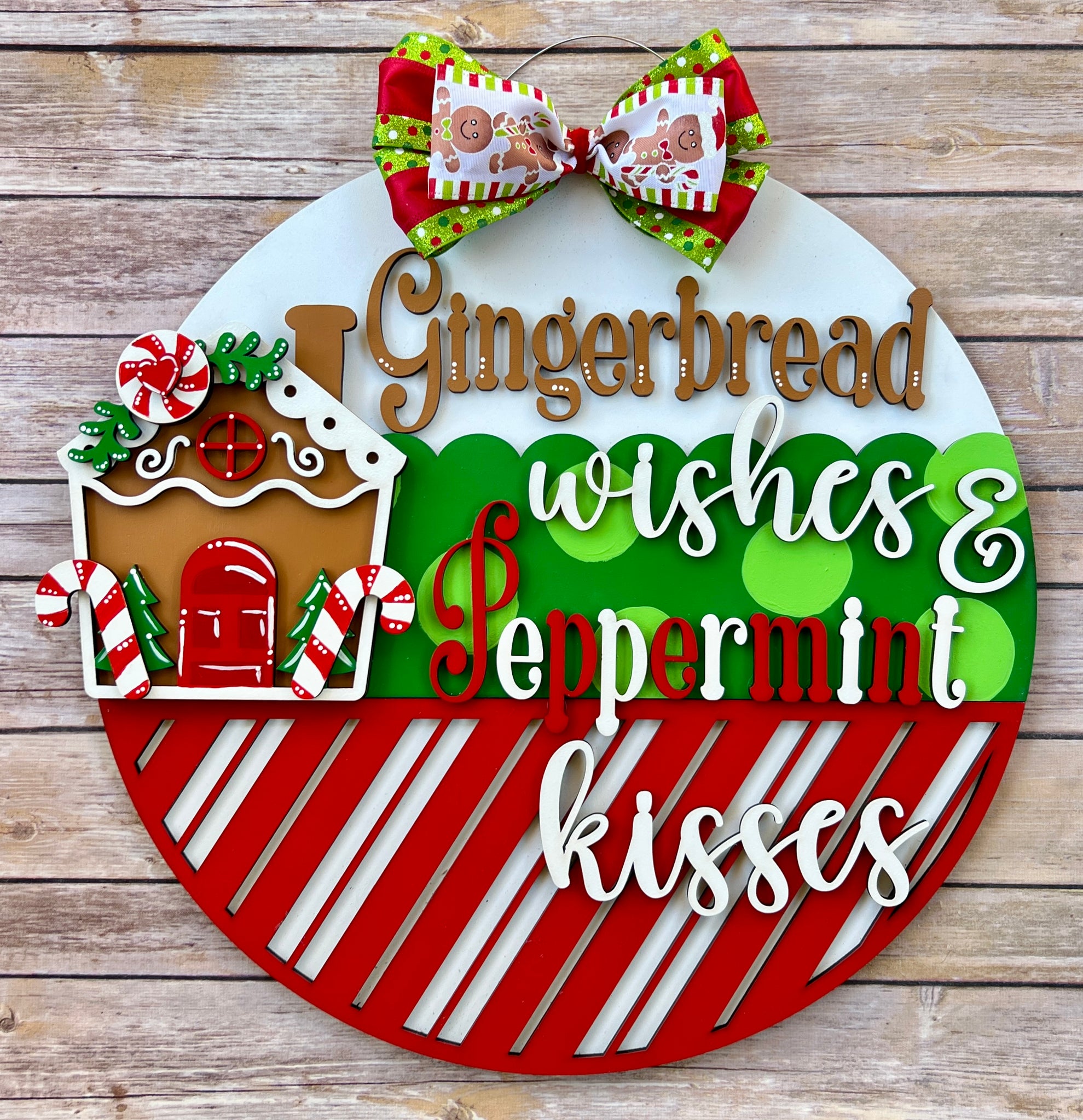 Gingerbread Wishes & Peppermint Kisses Door Hanger
