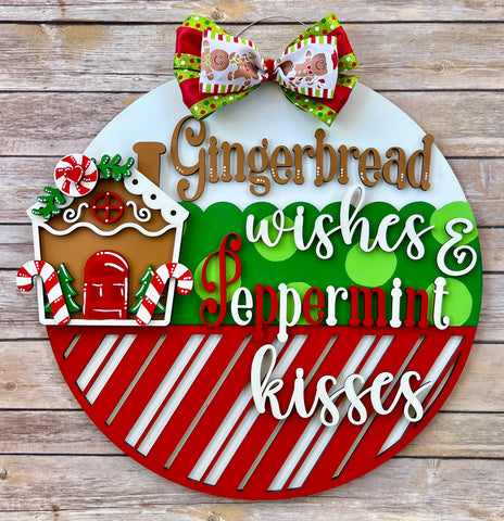 Gingerbread Wishes & Peppermint Kisses Door Hanger