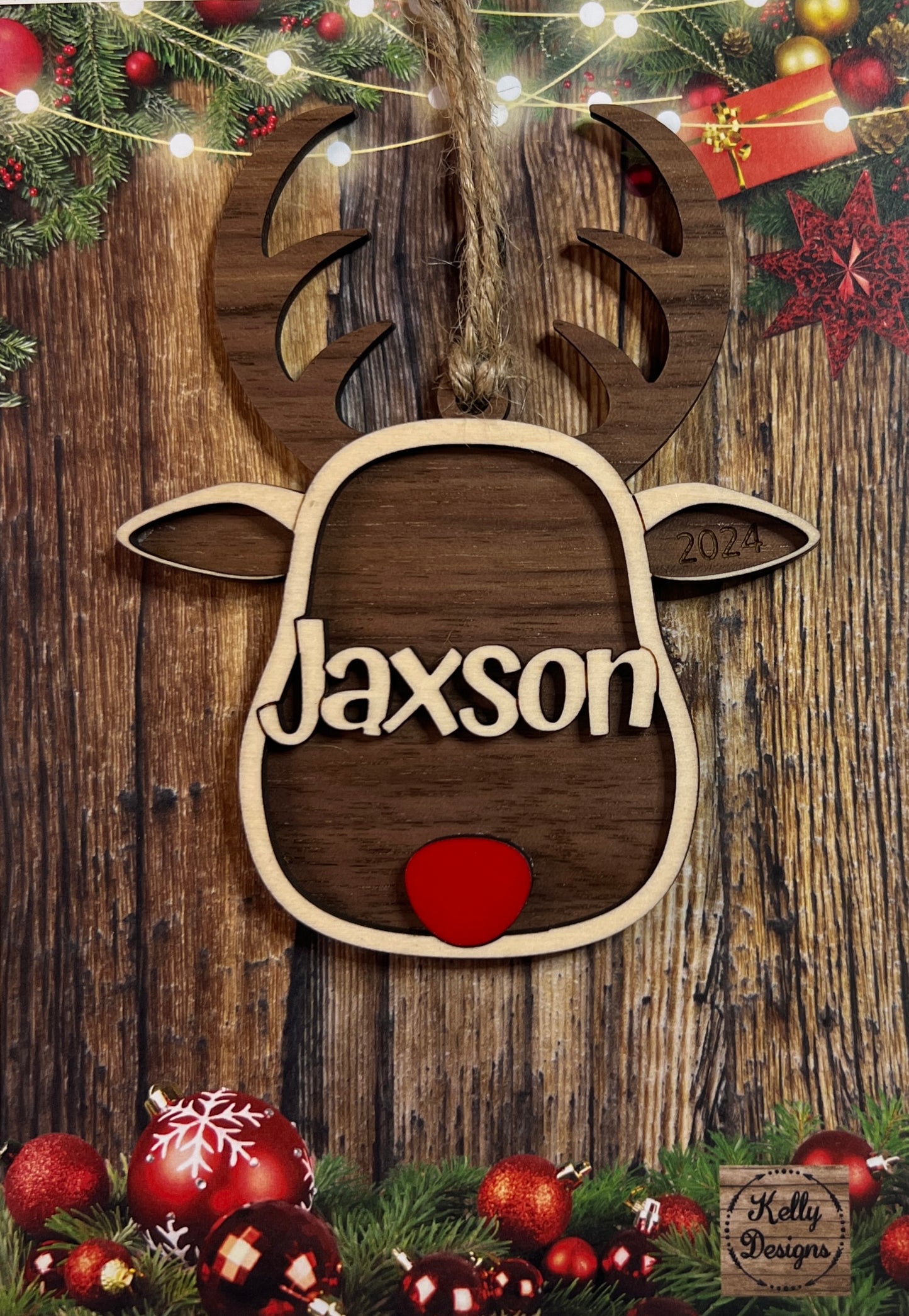 Personalized Reindeer Christmas Ornament