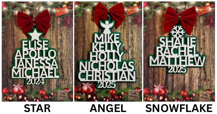 Personalized Christmas Tree Name Ornament - See Description for Personalization Instructions