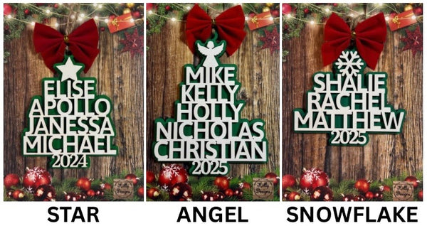 Personalized Christmas Tree Name Ornament - See Description for Personalization Instructions
