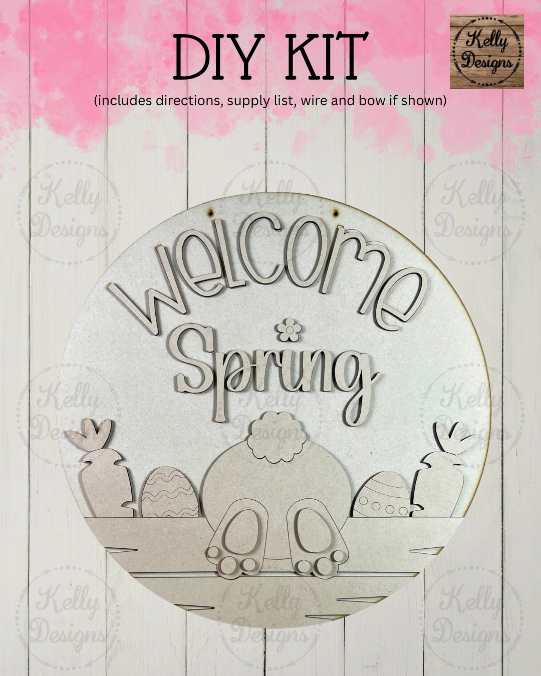 Welcome Spring Bunny Butt Door Hanger DIY Kit