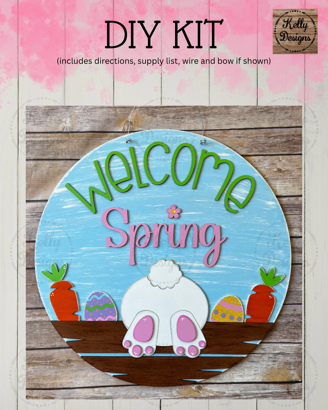 Welcome Spring Bunny Butt Door Hanger DIY Kit