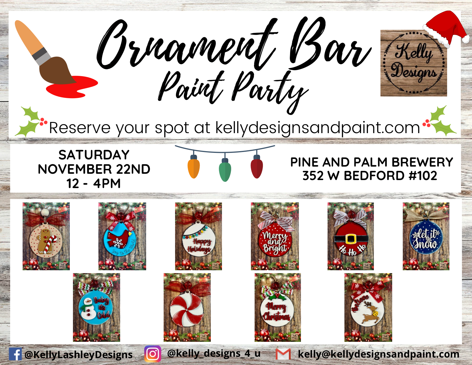 🎨 DIY Christmas Ornament Bar – Paint Party at Pine & Palm Brewery 🍻