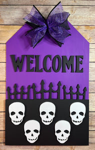 Welcome with Skulls Door Hanger