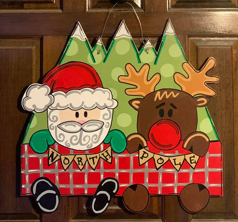 Santa and Reindeer Door Hanger