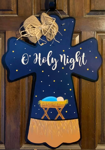 O' Holy Night Cross Door Hanger