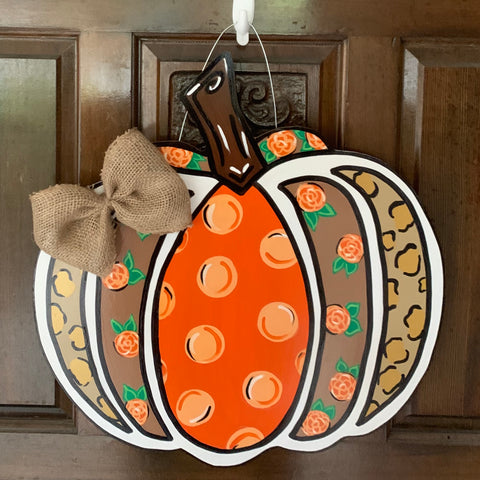 Patterned Pumpkin Door Hanger
