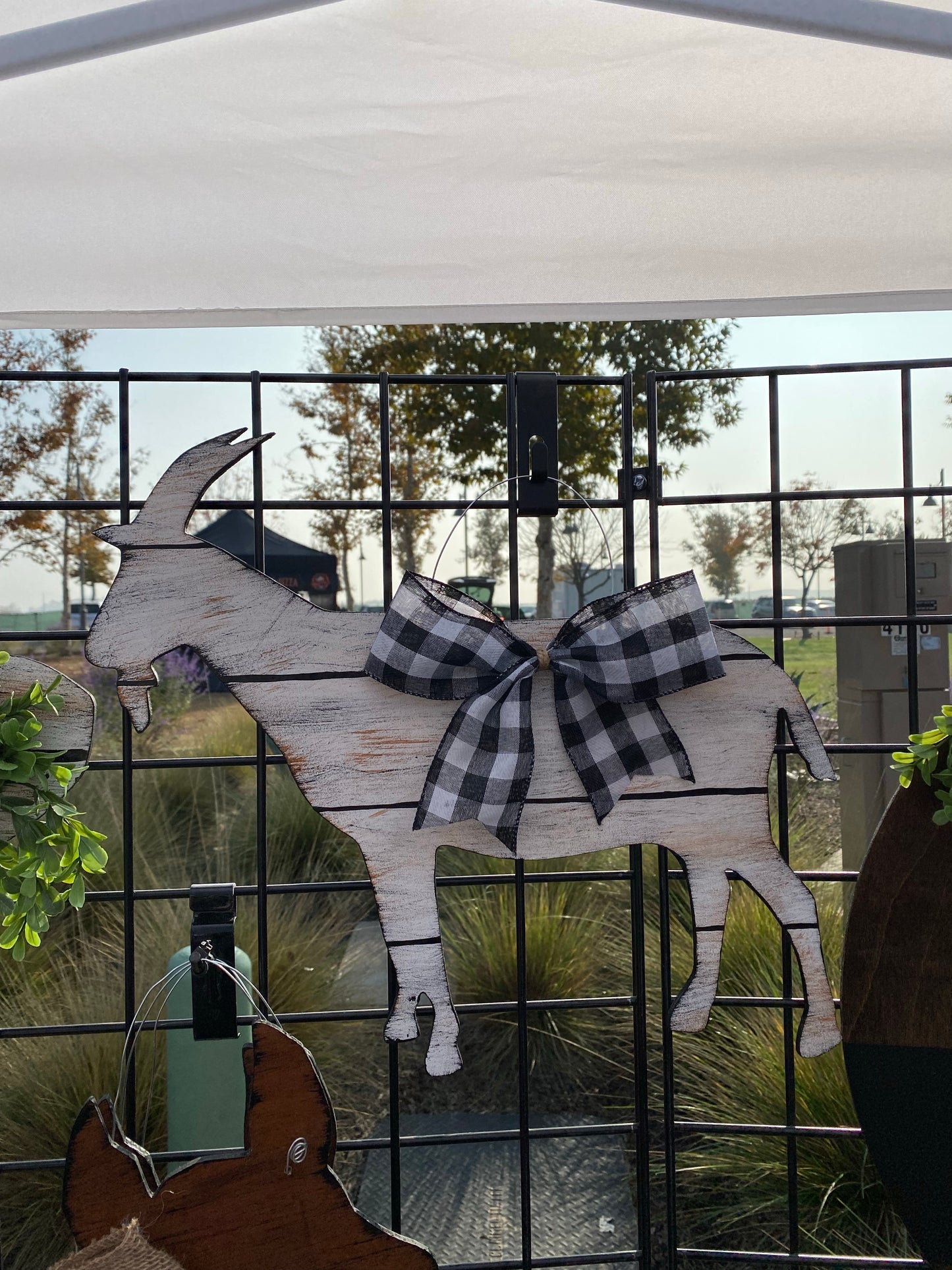 Rustic Goat Door Hanger - White