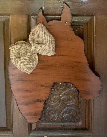 Rustic Horse Door Hanger - Brown