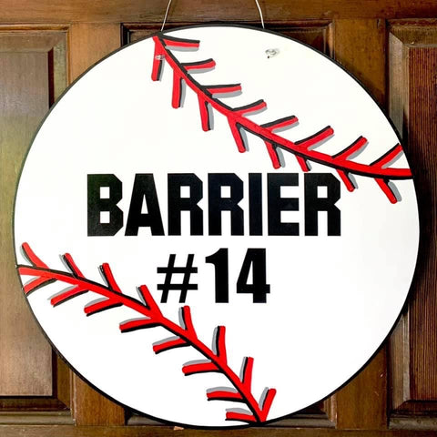 Baseball Door Hanger - 20” Round  - Personalized