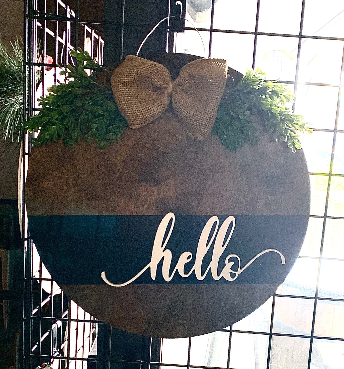 Hello Round Door Hanger - Walnut - 3D