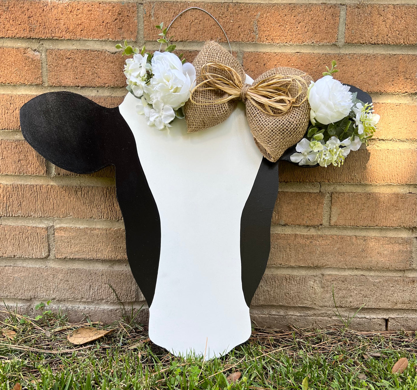 Cow Door Hanger - B/W